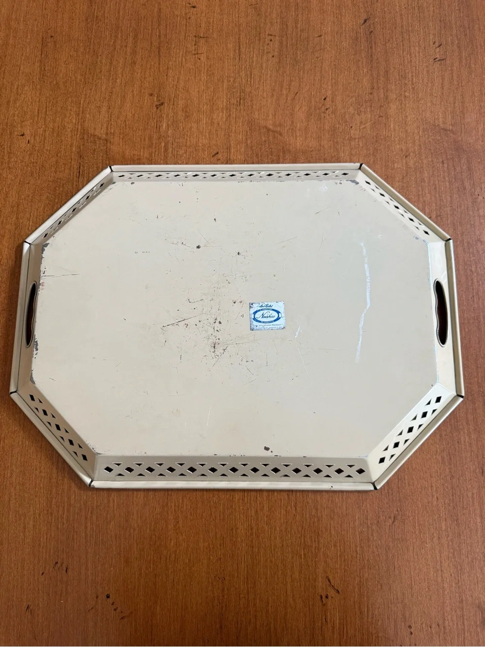 Vintage Nashco Tolware Metal Hand Painted Serving Tray with Strawberry Motif